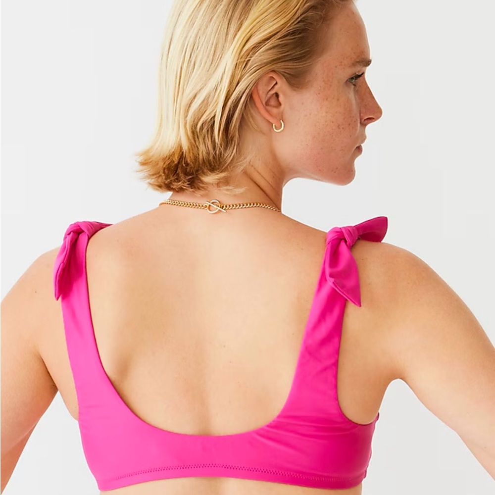 NWT J.Crew Tie Shoulder Scoop Neck Bikini Top - Picture 3 of 4